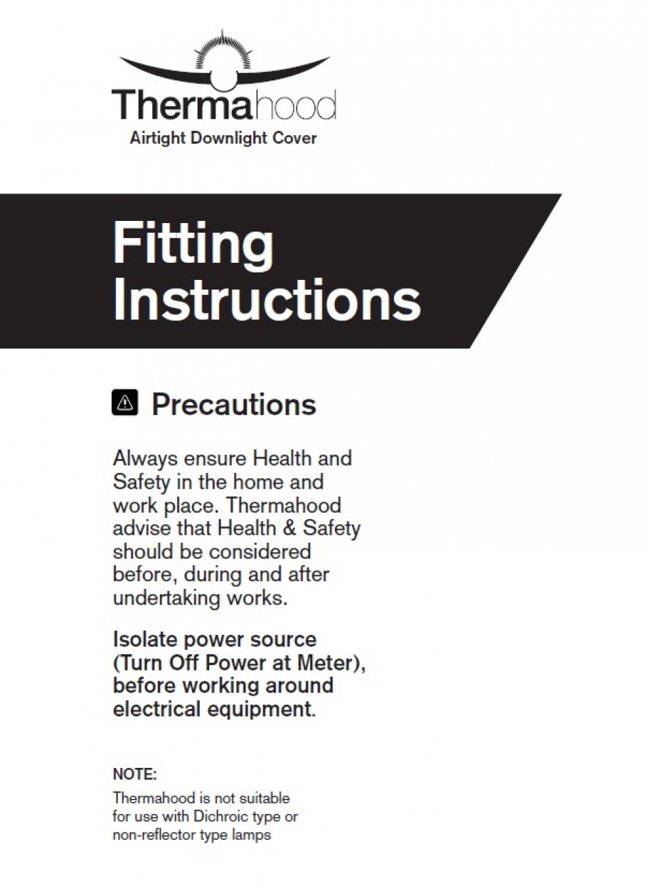 Thermahood fitting instructions precautions