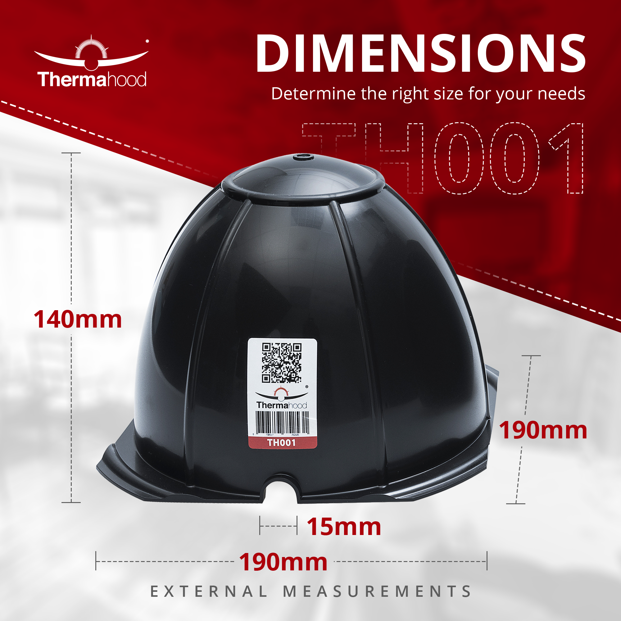 TH 001 product image with dimensions