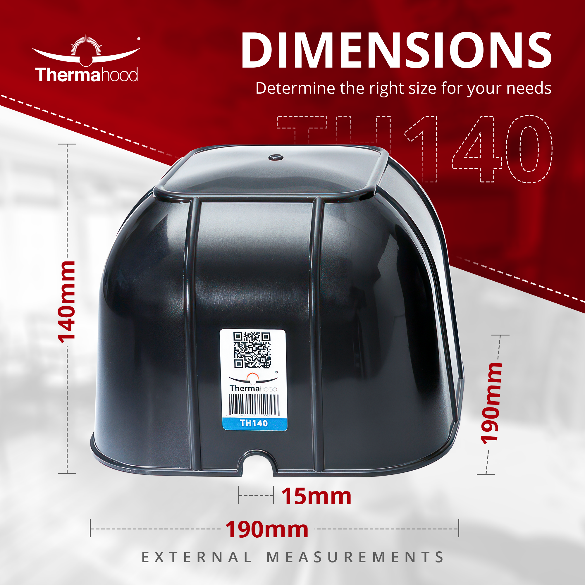 TH 140 product image with dimensions